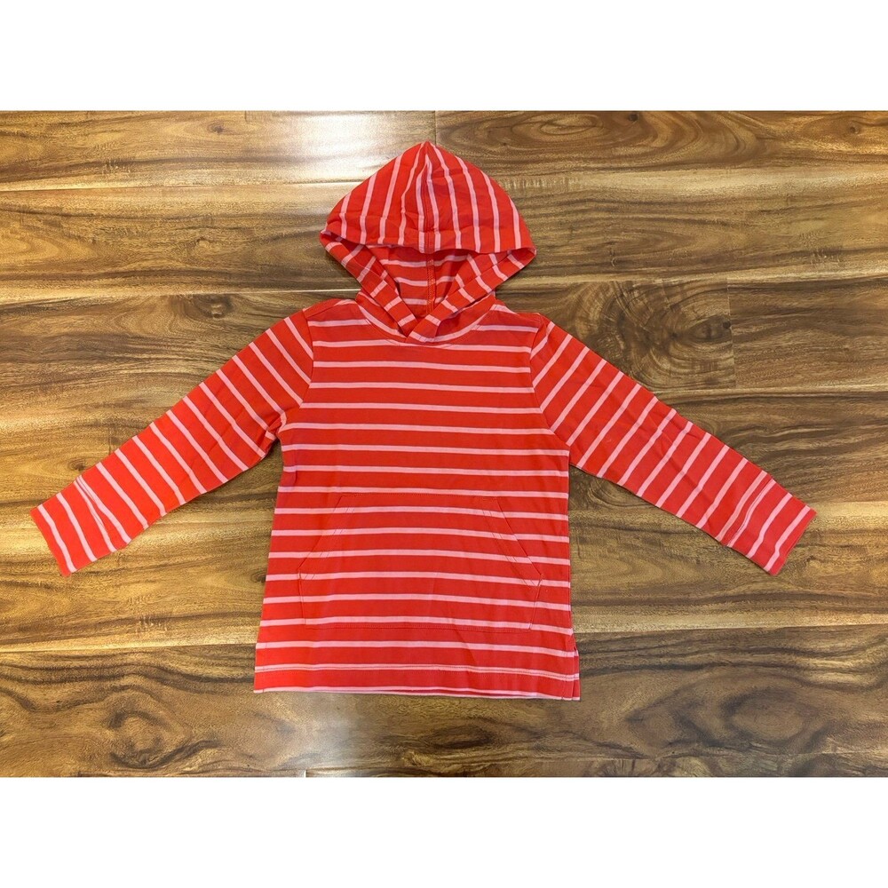 NWOT Primary T-Shirt Hoodie, Guava and Poppy Stripe, Size 3T
